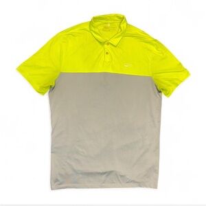 Nike Men's Medium Neon Yellow and Gray Golf Polo Shirt